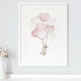 Personalised Girl's Pink Heart Balloon Bunch Print, thumbnail 1 of 9