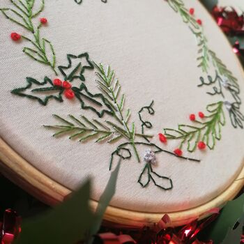 Christmas Wreath Embroidery Kit, 4 of 5