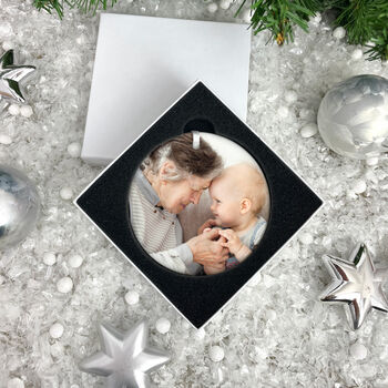 Your Favourite Photo Ceramic Disc Hanging Decoration Bauble + Gift Box, 2 of 6
