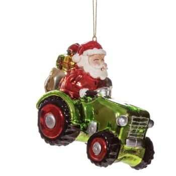 Santa Driving A Tractor Bauble, 2 of 3