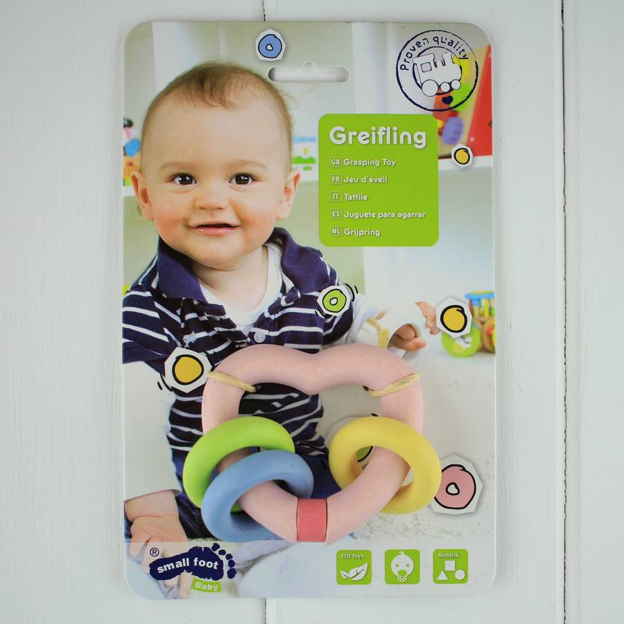 **Wooden Baby Grabbing Toy Heart By Nest