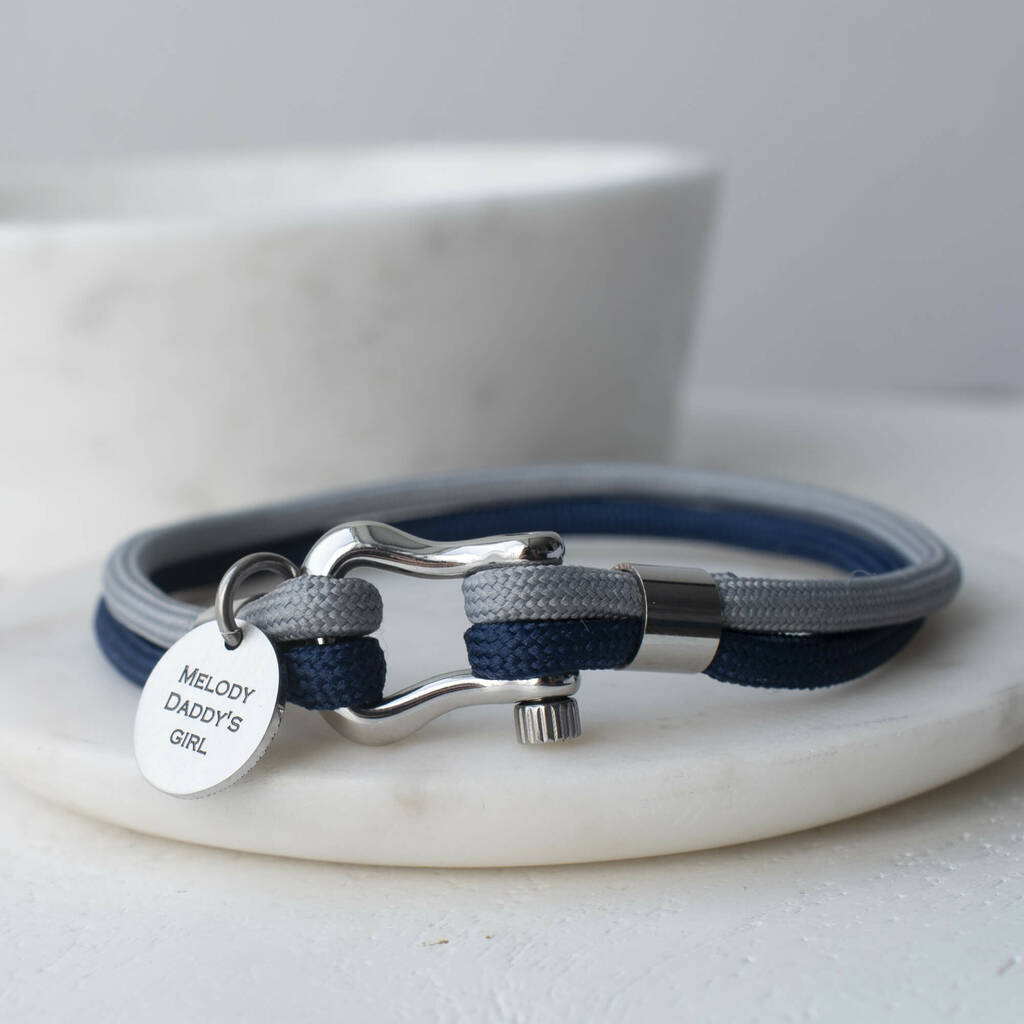 Personalised Mens Cord Bracelet With Fingerprint Charm By Hold upon