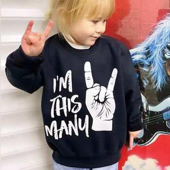 Kids Rock Salute I'm This Many Two Sweatshirt In Black, 2 of 6