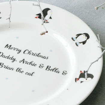 Skating Penguins Christmas Pudding Plate, 2 of 2