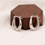 Chunky Oval Hoop Earrings In Sterling Silver, thumbnail 3 of 11