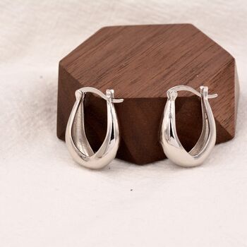 Chunky Oval Hoop Earrings In Sterling Silver, 3 of 11