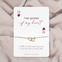 Lucky In Love Queen Of My Heart Bracelet Gift For Girlfriend Valentine Anniversary, thumbnail 3 of 5