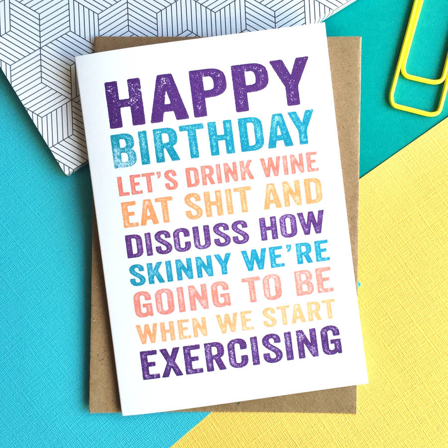 happy birthday let's drink wine greetings card by do you punctuate ...