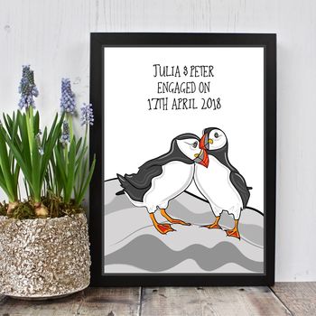 Puffin Themed Engagement Or Wedding Print, 2 of 7