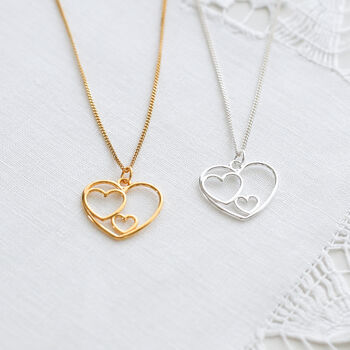 Two Hearts Personalised Necklace In Sterling Silver, 2 of 12