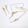 Womens Pearl Waterfall Necklace Earrings Jewellery Set, thumbnail 11 of 12