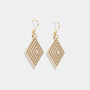 Cream And Taupe Geometric Diamond Shaped Earrings, thumbnail 4 of 6