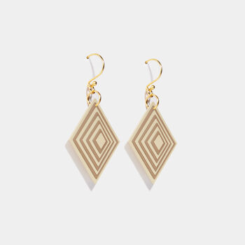 Cream And Taupe Geometric Diamond Shaped Earrings, 4 of 6