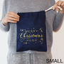 Personalised Gold And Navy Merry Christmas Sack, thumbnail 3 of 6