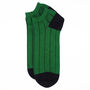 Pin Stripe Green And Oxford Stripe Men's Trainer Socks, thumbnail 6 of 9