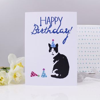 'Happy Birthday' Cat Party Hat Card, 2 of 3