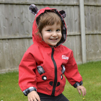 Personalised Bear Plaid Baby Coat, 5 of 8