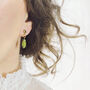 Raw Peridot Drop Earrings, thumbnail 4 of 9