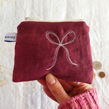 Embroidered Linen Bows Purse, 5 of 8