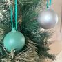 Green And Silver Christmas Baubles Set Of Six, thumbnail 7 of 7