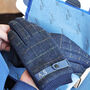 Personalised Men's Check Merino Wool Gloves With Straps, thumbnail 1 of 12