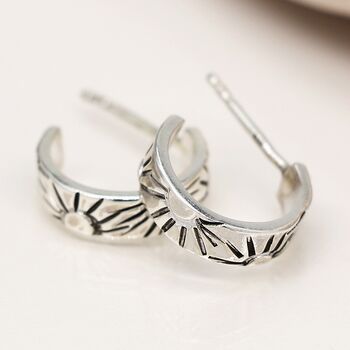 Sterling Silver Sunbeam Hoop Earrings, 4 of 5