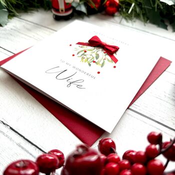 Wonderful Wife Mistletoe Christmas Card, 3 of 5