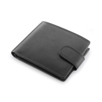 Personalised Mens Luxury Black Leather Wallet Trifold Rfid Protected, 3 of 6