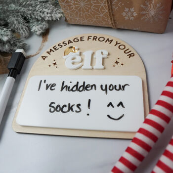 Reusable Elf Message Board Sign With Whiteboard Pen, 9 of 9