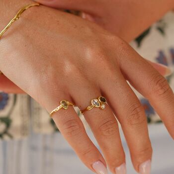 Dainty Green Amethyst Gold Ring, 3 of 7