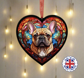 French Bulldog Stained Glass Effect Heart Suncatcher, 7 of 7