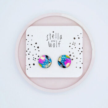 Colourful Abstract Wooden Stud Earrings, 4 of 6