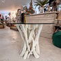 Four Seater Driftwood Round Dining Table With Glass Top, thumbnail 7 of 11