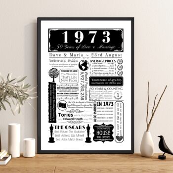 Personalised 50th Golden Wedding Anniversary Print, 2 of 6