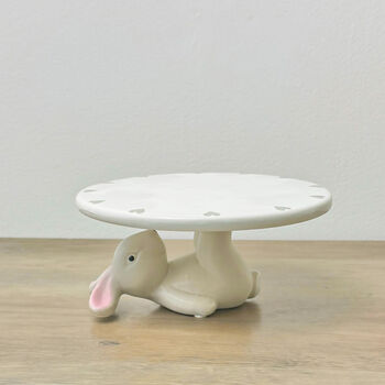 Cute Bunny Rabbit Ceramic Cake Stand And Cake Plate, 2 of 11