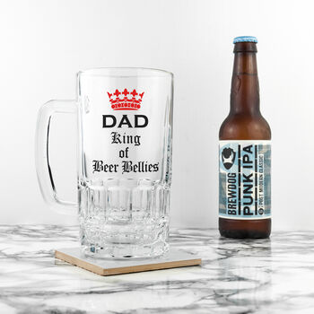 Personalised King Of Beer Bellies Glass Tankard, 2 of 5