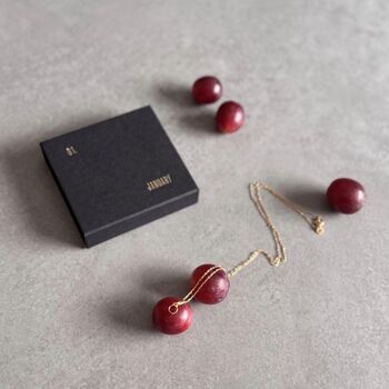 January Birthstone Garnet Gold Plated Necklace, 2 of 7