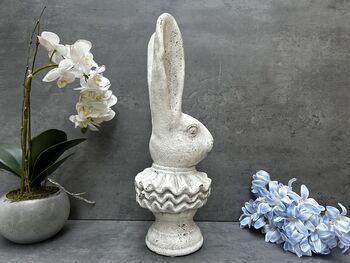 37cm Off White Stone Effect Rabbit Bust Statue Ornament, 4 of 12