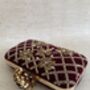 Maroon Velvet Handcrafted Rectangular Clutch Bag, thumbnail 2 of 10