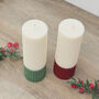 Two Tone Ombre Christmas Pillar Candle Christmas Decor, thumbnail 8 of 10