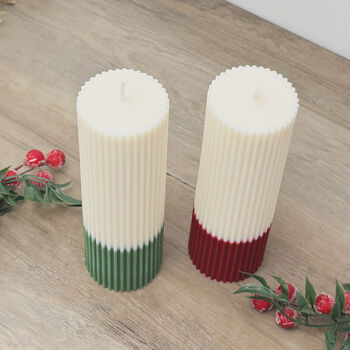 Two Tone Ombre Christmas Pillar Candle Christmas Decor, 8 of 10