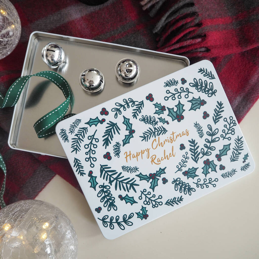 Personalised Christmas Holly Tin Gift Box, 1 of 2