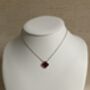 Maroon Double Sided Clover Silver Necklace, thumbnail 1 of 6