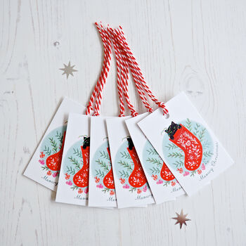 Meowy Christmas Pack Of Six Gift Tags, 3 of 5