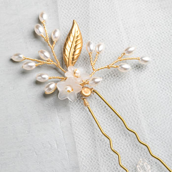 Gold And Ivory Pearl Bridal Pins, 4 of 5