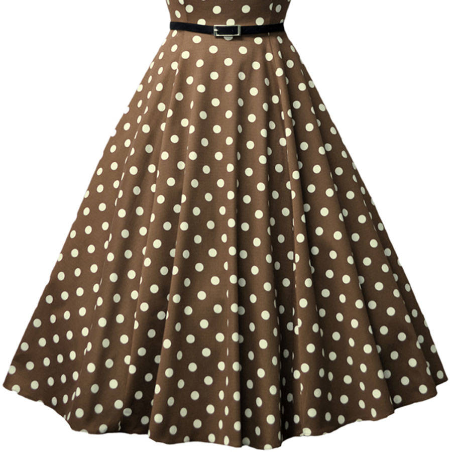 1950s Vintage Style Mocha Polka Dot Hepburn Dress By Lady Vintage ...