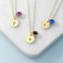 Personalised Monogram Gold Birthstone Necklace, thumbnail 2 of 2