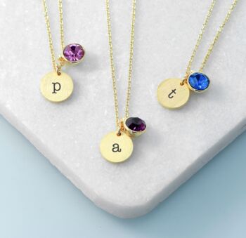Personalised Monogram Gold Birthstone Necklace, 2 of 2