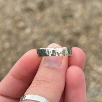 Hammered 5mm Ring In Sterling Silver, 4 of 6