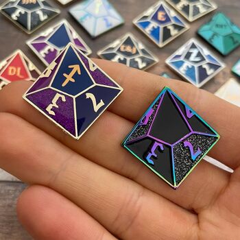 Customisable Dice D10 Enamel Pins, 4 of 7